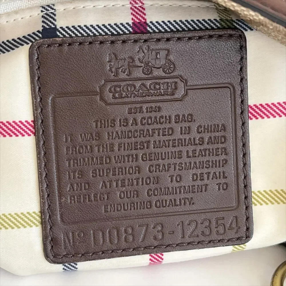 COACH Signature Heritage Stripe Tote Shoulder Bag Coated Canvas Leather - Picture 4 of 11